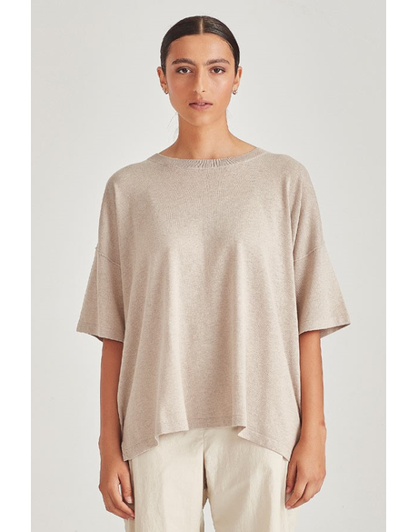 Shaped Knit Tee in Marble Leo