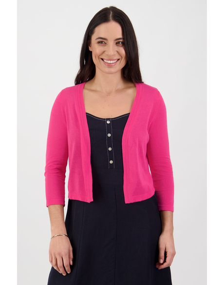 Open Front Lightweight Knit Shrug (Cerise)