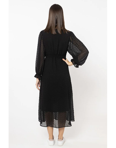 Sincere Midi Dress (Black Dobby) - Dresses : Just Looking - Seeking Lola S23