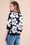 Jumper - Boxy, Floral (True Navy/White)