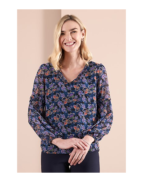 Shimmery Metallic Blouse – Balloon Sleeve Style