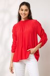 Melody Rouched Sleeve Top (Coral)