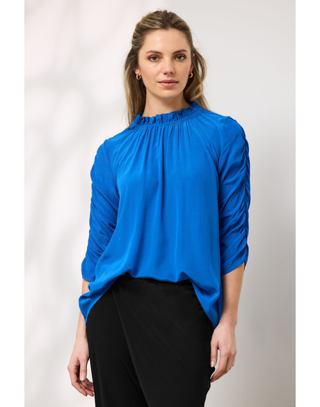 Melody Rouched Sleeve Top (Sapphire)
