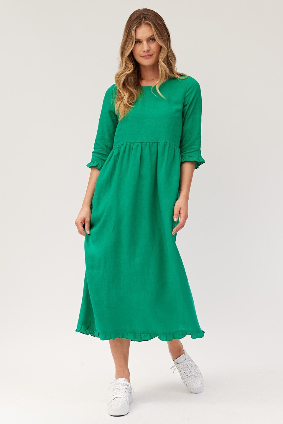 satin v neck tea length a line dress Notched Neck Sleeveless A-line Tea Length Satin Dress – Ms. Grace main image 1