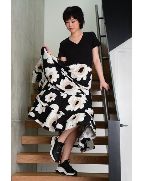 Double Trouble Dress (Black and White Floral)