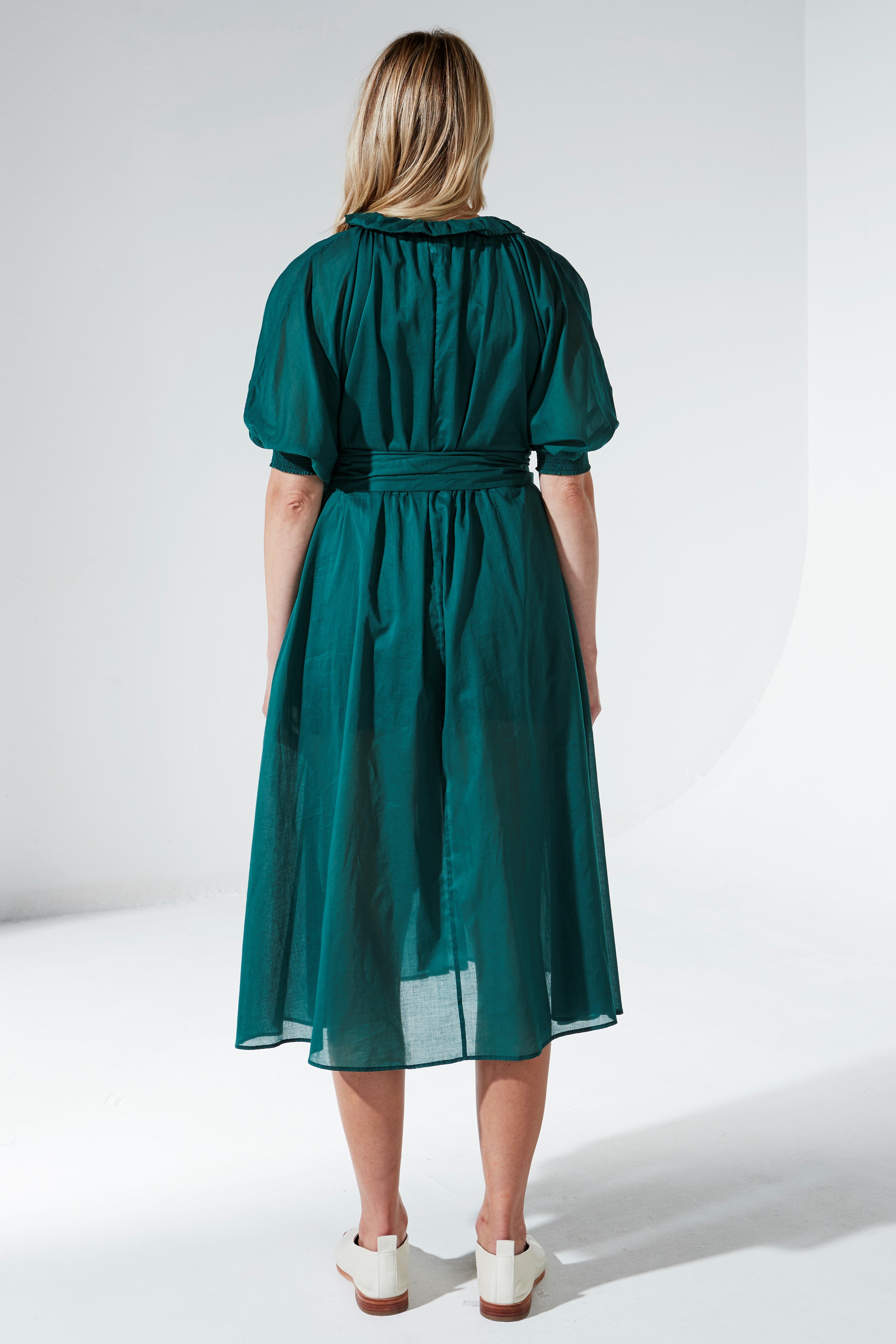 green emerald velvet dress Malibu Dress