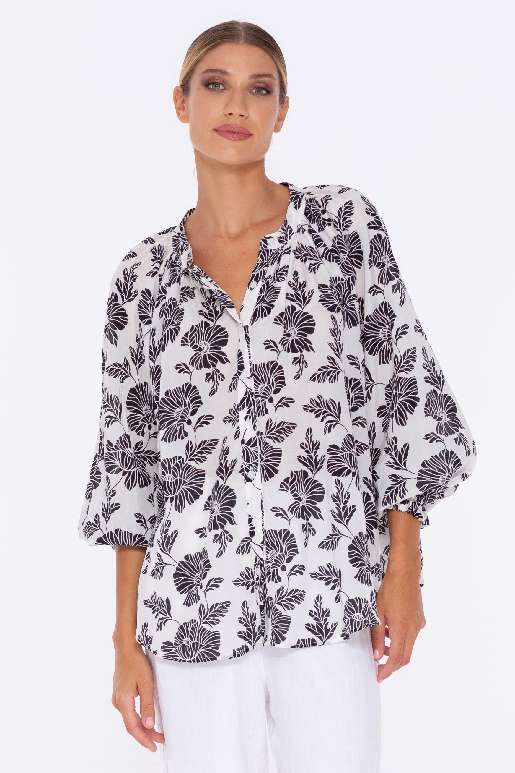 Greta Red & Black Blouse