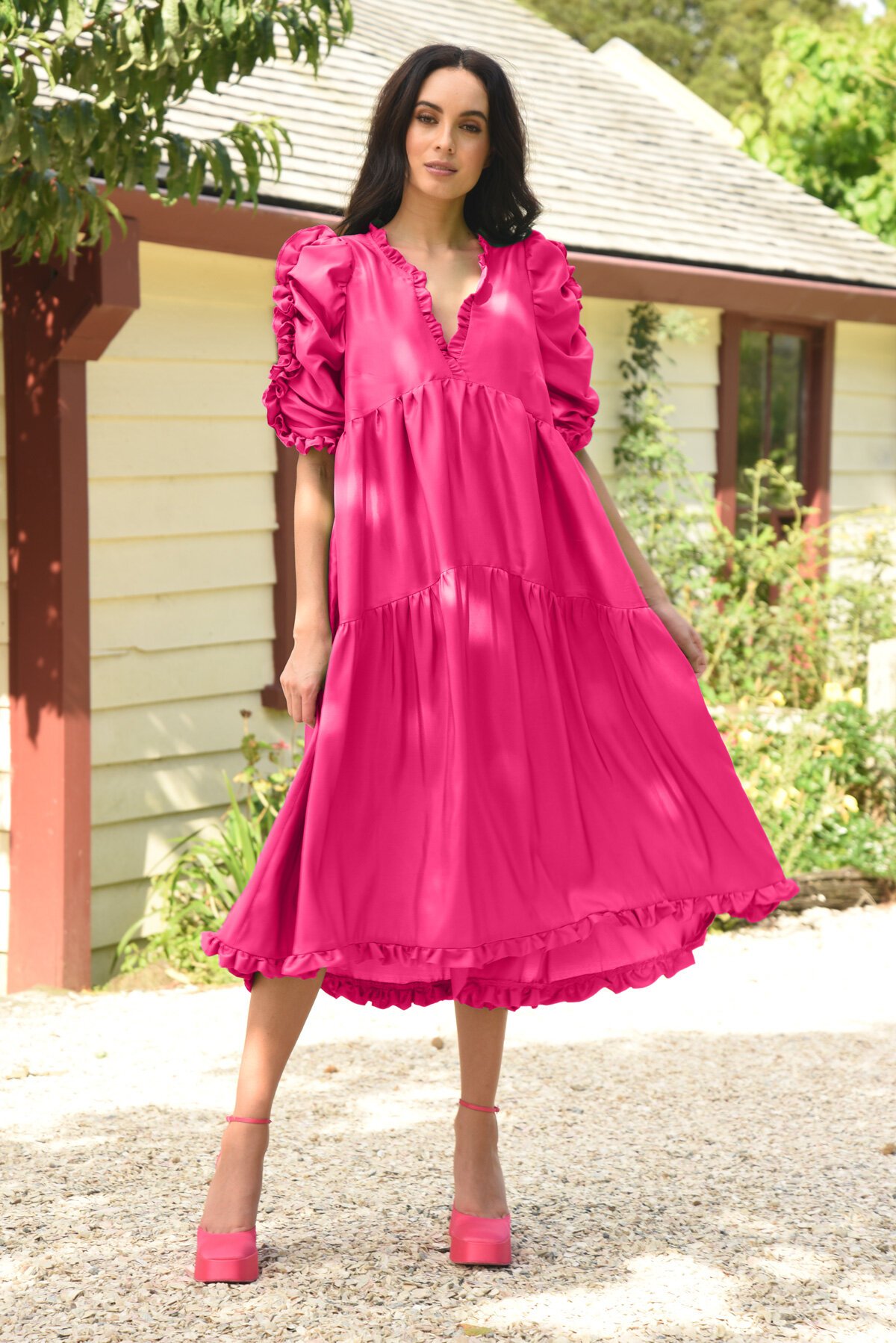 open lace back dress Forever Pink Spring Dress