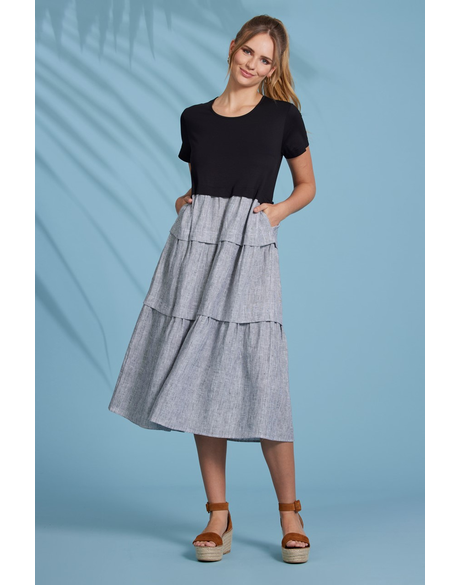 Hotline Dress (Black/Stripe)