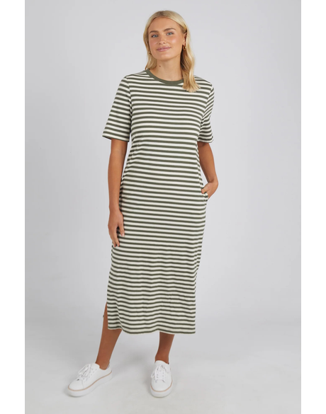 Merry Tee Dress (Clover and Pearl Stripe)