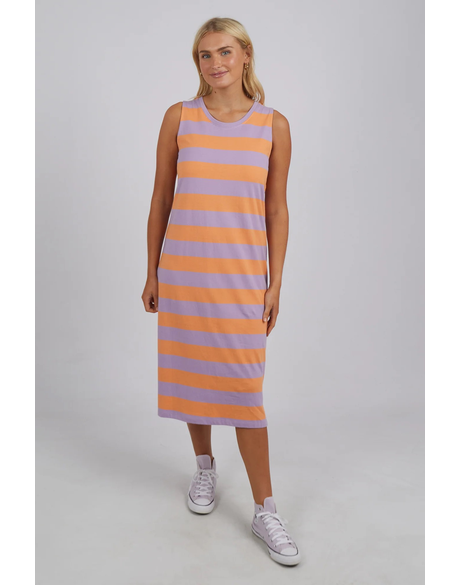 Horizon Tank Dress (Papaya & Periwinkle Stripe)