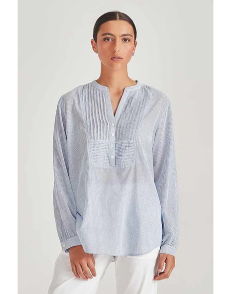 Victoria Stripe Blouse (Light Blue Stripe)