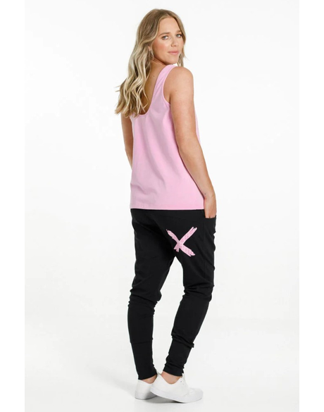 Apartment Pants (Black With Pink Bloom Print X)