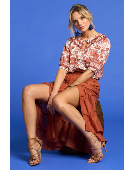 Etched Blouse (Tan Multi)