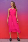 Neck Point Dress (Hot Pink)