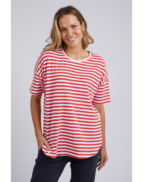 Lauren S/S Tee - Stripe (Cherry & White Stripe)