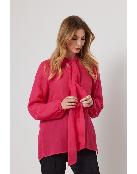 Meline Tie Shirt (Hot Pink)