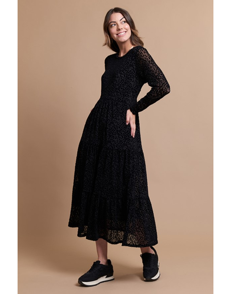 Long Sleeve, Tiered Hem Dress 