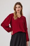 Bijou Ruffle Sleeve Top (Brick Red)