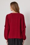 Bijou Ruffle Sleeve Top (Brick Red)