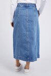 Florence Button Thru Denim Skirt (Mid Blue Denim)