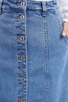 Florence Button Thru Denim Skirt (Mid Blue Denim)