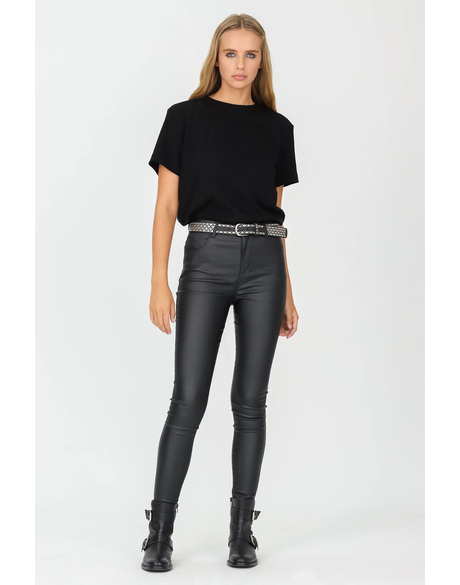 High Rise Leather Look Pant