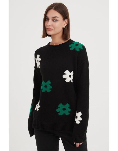 Flower Contrast Knit