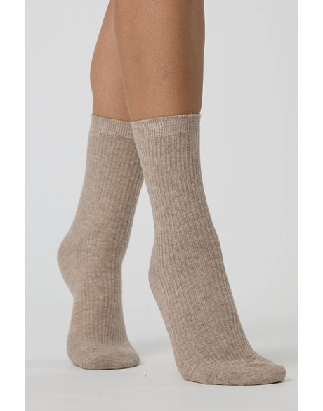 Women's 100% Cashmere Rib Sock in Black main image 0