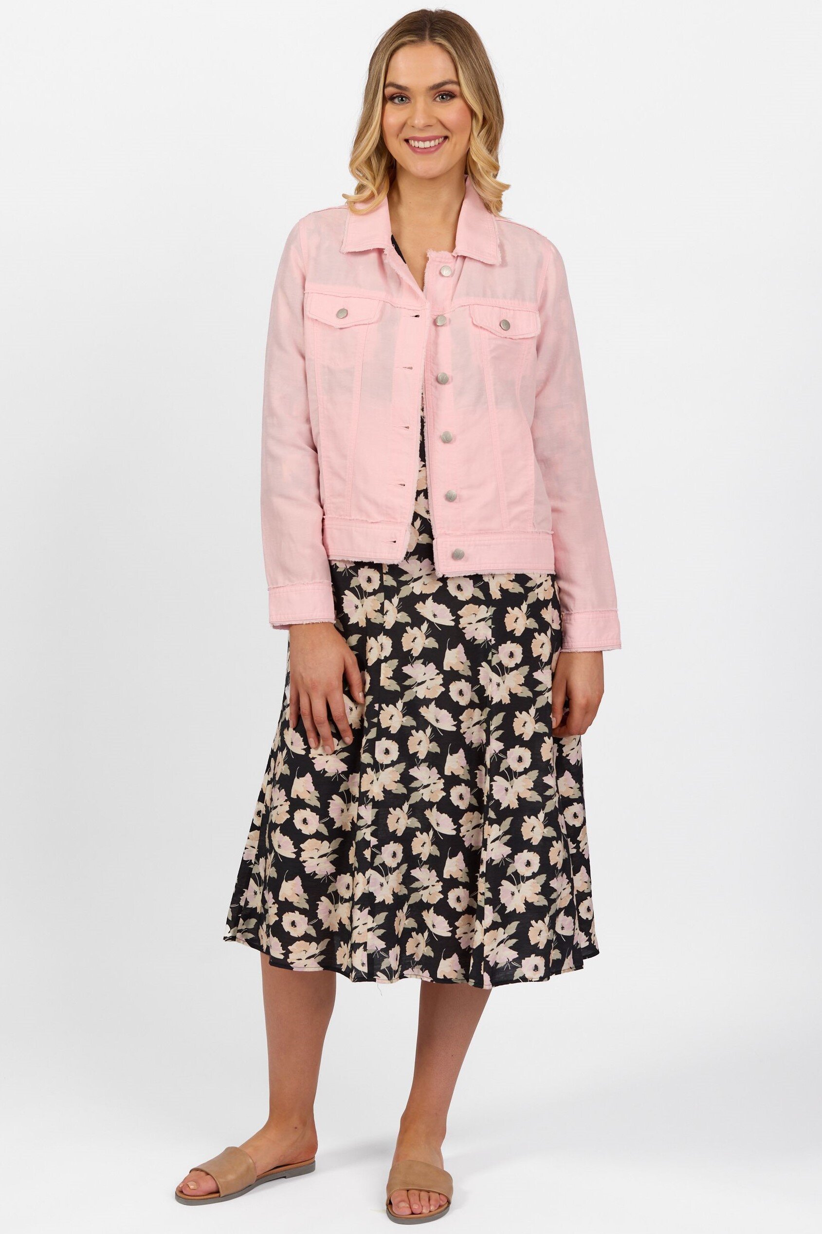 Linen Jacket with Frayed Seams - Jackets / Coats : Just