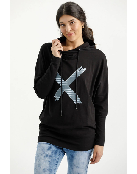 Ellen Tee (Black w Stormy Stripe X)
