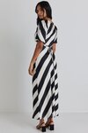 Amora Black White Stripe SS Bias Midi Dress