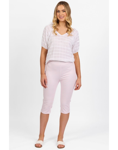 Printed Skinny Leg 3/4 Length Lightweight Pull On