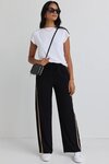 Confidant Black Side Stripe Leg Crepe Wide Pants 