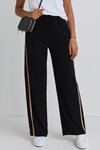 Confidant Black Side Stripe Leg Crepe Wide Pants 