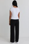 Confidant Black Side Stripe Leg Crepe Wide Pants 