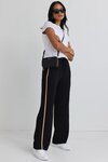Confidant Black Side Stripe Leg Crepe Wide Pants 
