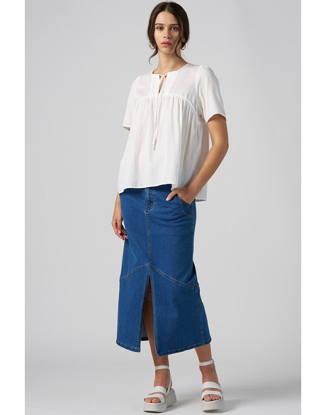 Moto Denim Skirt