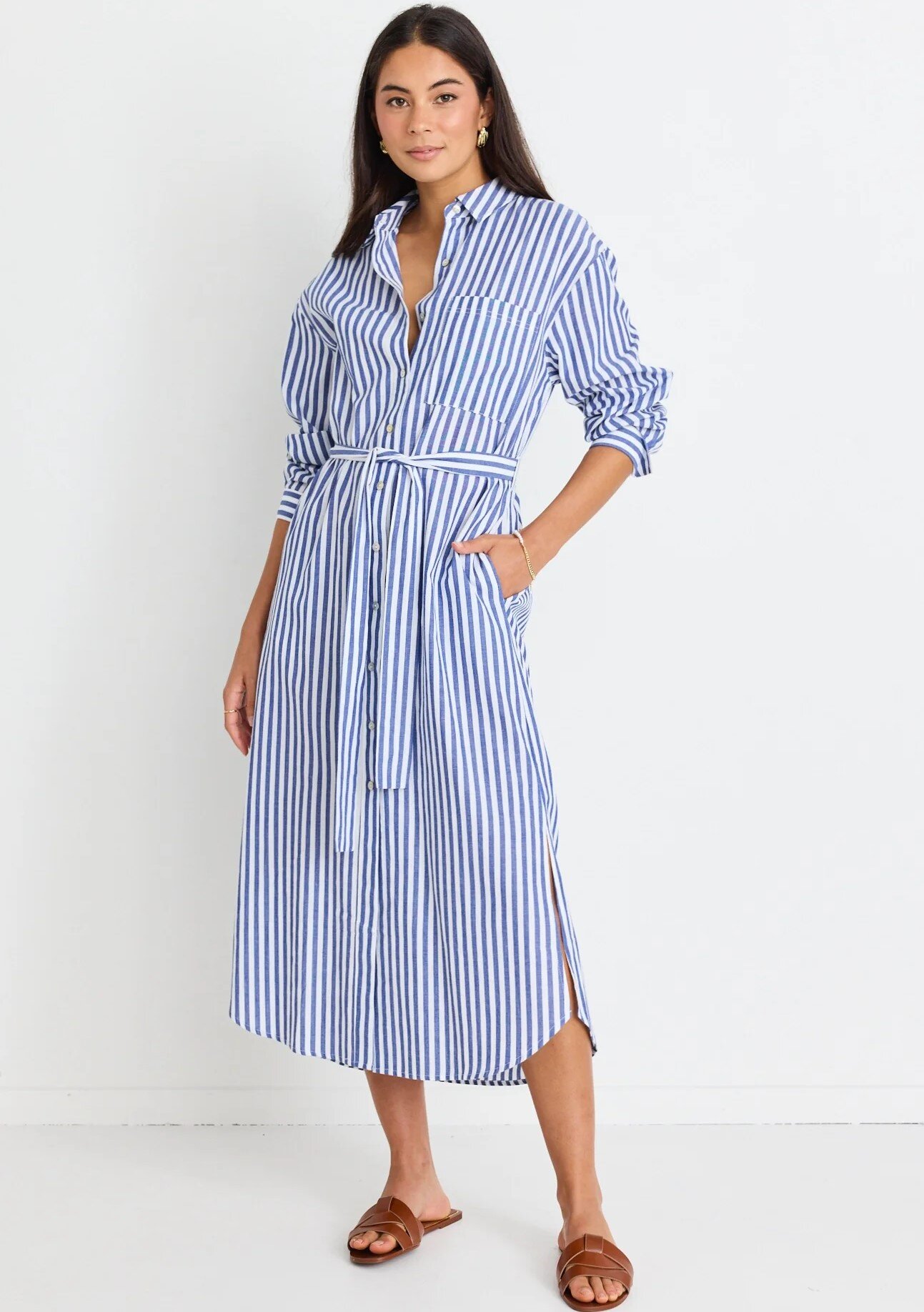 navy blue striped dress Serafina Striped Maxi Dress main image 1