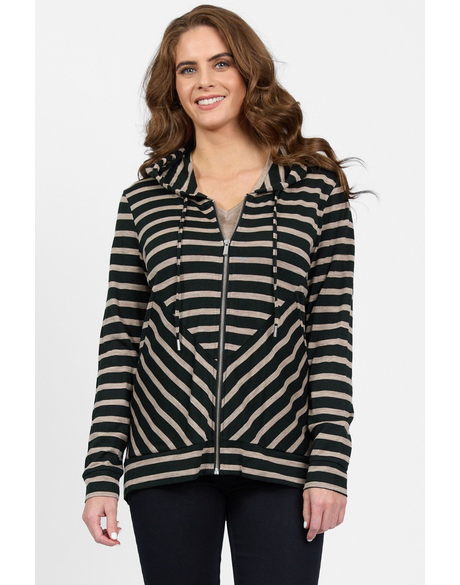 Merino Zip Up Hooded Jacket with Scooped Back Hem