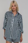 Two Makes One Shirt (White Black Green Stripe)