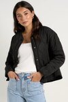 Apex Black Collarless Puffer Jacket