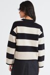Gravity Black Stone Stripe Crew Neck Knit Jumper 