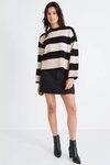 Gravity Black Stone Stripe Crew Neck Knit Jumper 