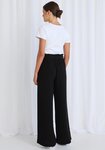 Sydney Black Crepe Wide Leg Tie Belt Pant