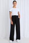 Sydney Black Crepe Wide Leg Tie Belt Pant