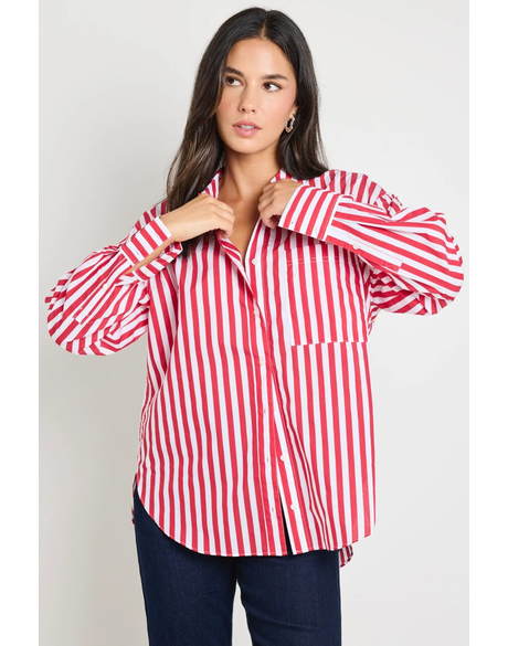 You Got This Red Stripe Oversized Shirt