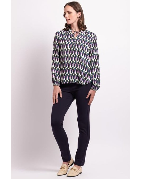 Ruffle Neck, Elastic Cuff Blouse 