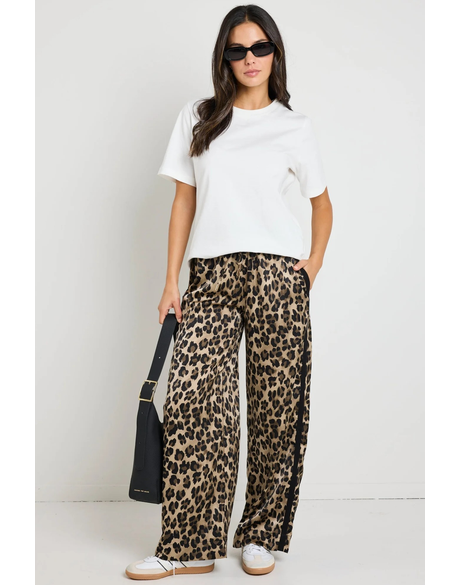 Townie Animal Satin Tape Side Elastic Waist Pants 