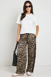Townie Animal Satin Tape Side Elastic Waist Pants 